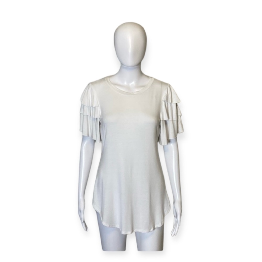 Touch Me White Ruffle Sleeve Top Size M
